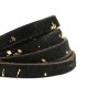 Flat Nature leather with hair 6mm Black-gold